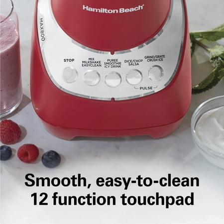 Hamilton Beach Wave Action Quiet Blender, 48 oz. Glass Jar, 12 Blending Functions, Red, MISSING CONTAINER