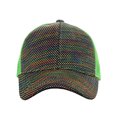 thumbnail image 2 of C.C 80's Multicolor Front Panel Mesh Back Adjustable Precurved Baseball Cap Hat, Lime, 2 of 4