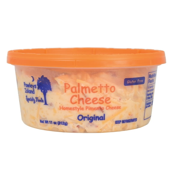 Palmetto Cheese, Original Pimento Cheese, 11 oz. Refrigerated, Spreadable, Re-Sealable Plastic Tub.