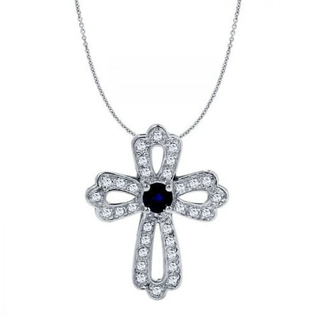Foreli 0.6CTW Diamond Sapphire 14K White Gold Necklace W Cert