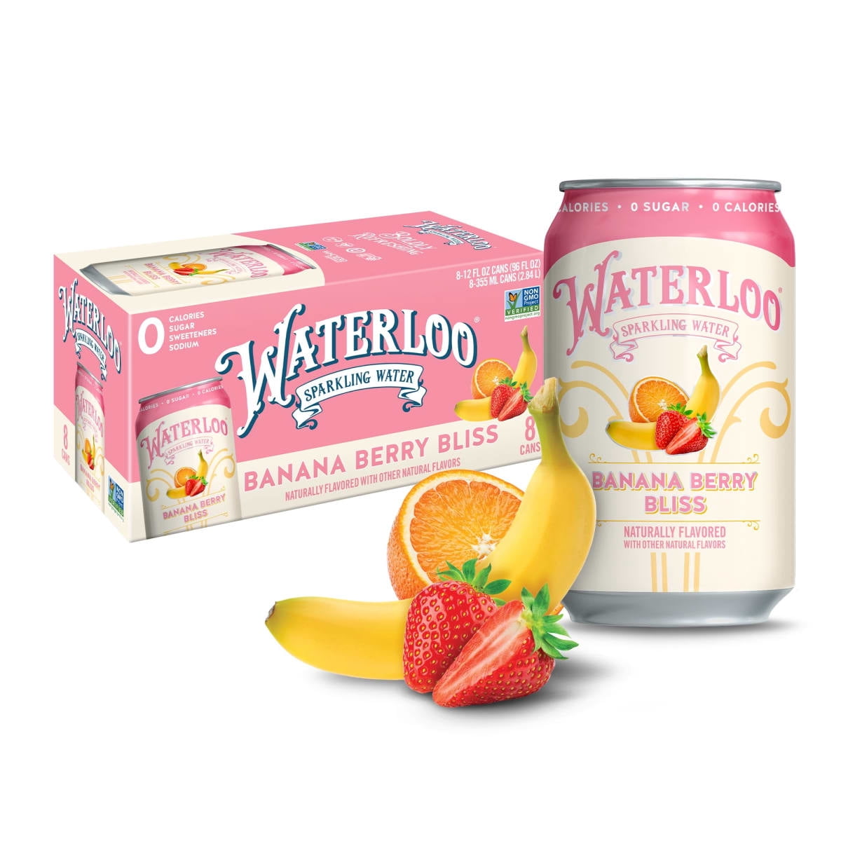 Waterloo Sparkling Water, Banana Berry Punch, 12 fl oz, 8 Pack Cans