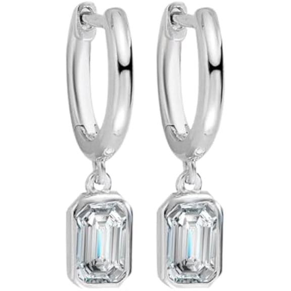 0.8 Carat Emerald cut Moissanite Earrings for Women 925 Sterling Silver Diamond Drop Earrings Wedding Earrings for Brides Lab Created Diamond Earrings Moissanite Dangle Earring 