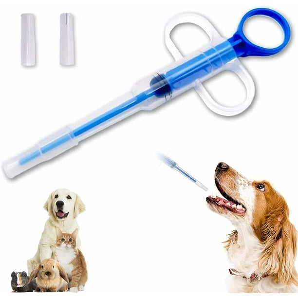Lanza de pastillas para gatos, dispensador de pastillas para mascotas, jeringa para mascotas, dispensador de medicina para animales, con 2 puntas suaves, reutilizable, para gatos y perros