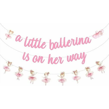 Ballerina Baby Shower Decorations for Girl A Little Ballerina is One Her Way Banner and Garland for Ballet Dancer Theme Baby Shower Decorations