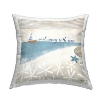 Stupell Industries Sail Away Romantic Striped Marine Quote Design by Katie Doucette Throw Pillow