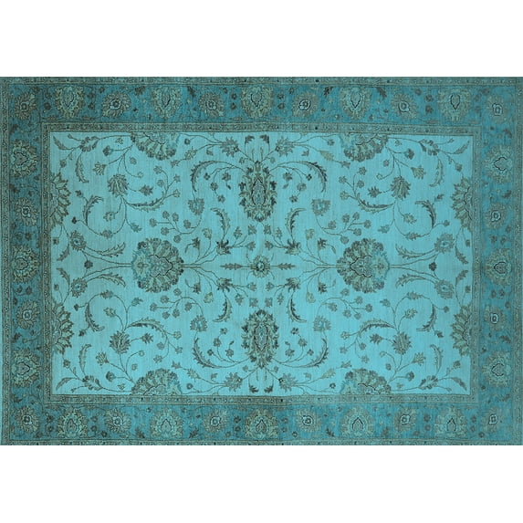 Ahgly Company Indoor Rectangle Oriental Light Blue Industrial Area Rugs, 4' x 6'