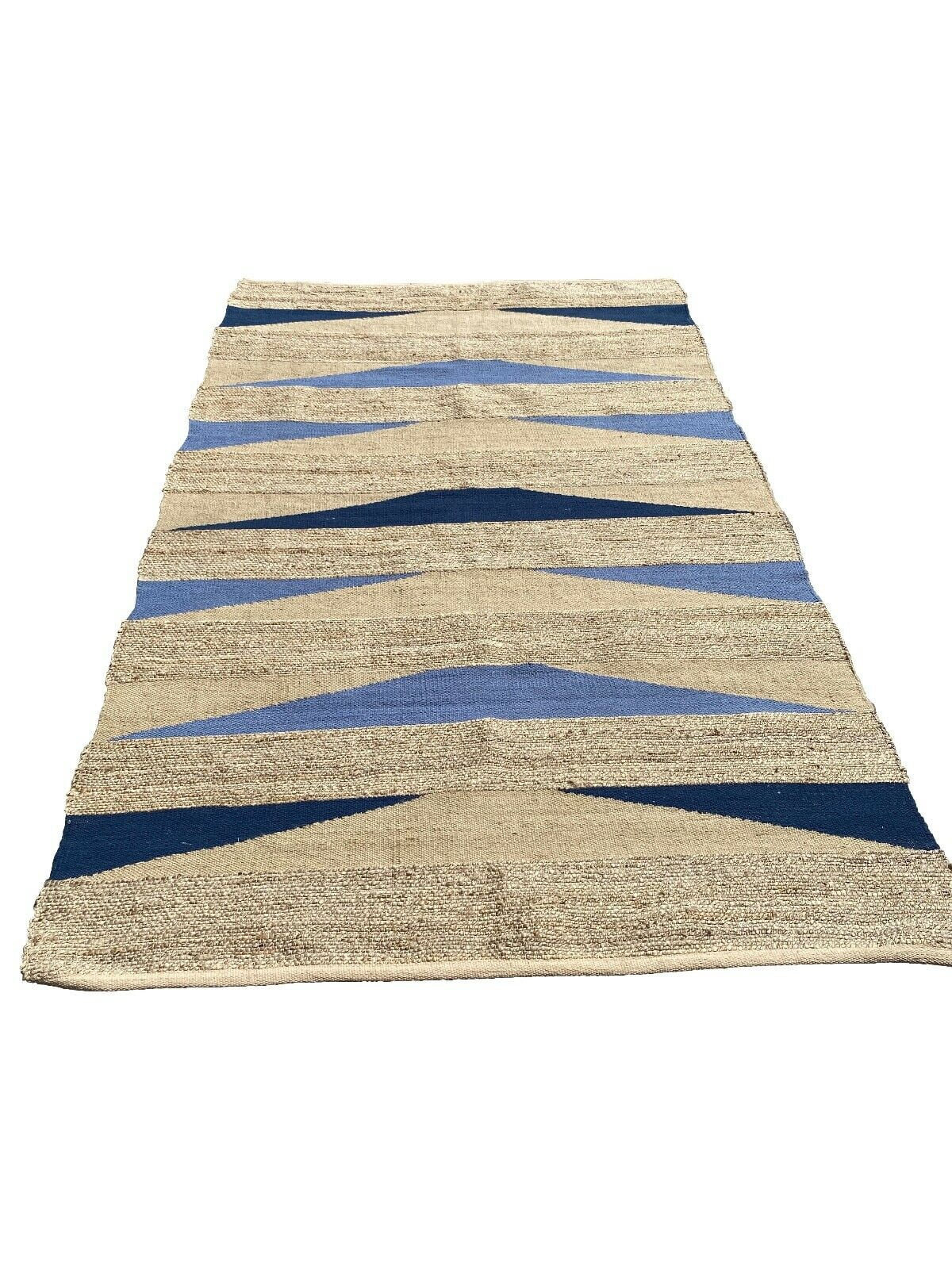 Spura Home Reeds Jute Rug, Jute Area Rug, Blue Jute Rug and Earth Color