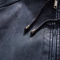 thumbnail image 5 of Tiweut Leather Jackets for Mens Mens Hooded Splice Solid Color Long Sleeved Hooded Drawstring Zipper Outdoor Slim Fit Coat Tops Blue,M, 5 of 8