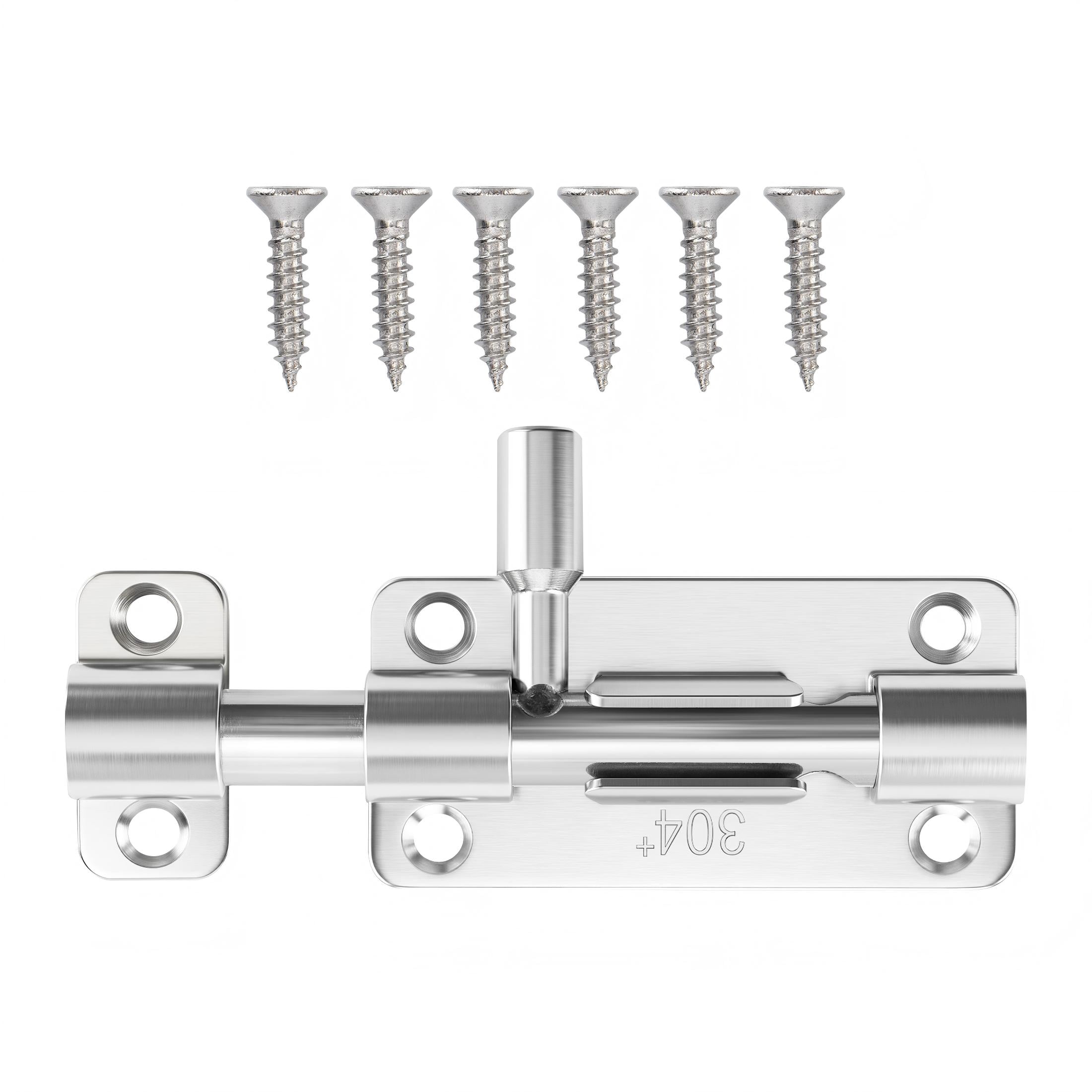 4 Inch Stainless Steel Door Security Slide Latch with Solid Bolt and DIY Installation
