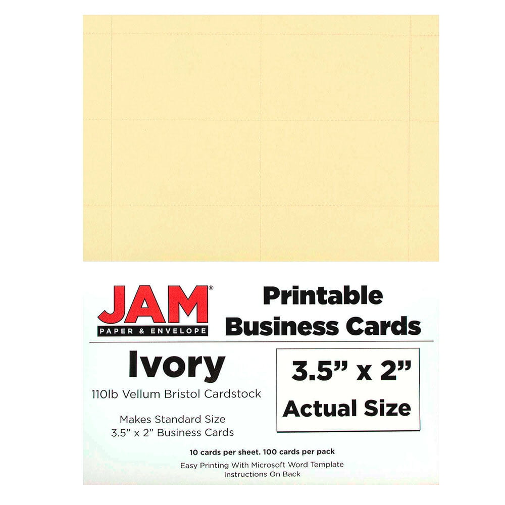JAM Printable Business Cards, 3.5x2, 100/Pack, Ivory Vellum Walmart