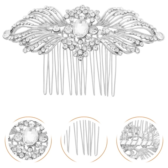 TEHAUX Elegant White Crystal Hair Comb with Rhinestones Wedding Hair Accessories for Brides and Special Occasions