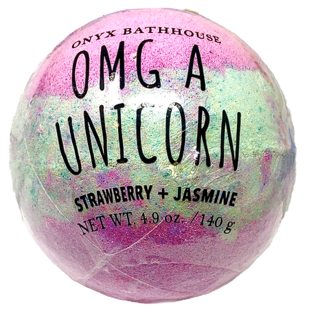 Onyx Bathhouse OMG A Unicorn Strawberry & Jasmine Bath Bomb  4.9 Oz.