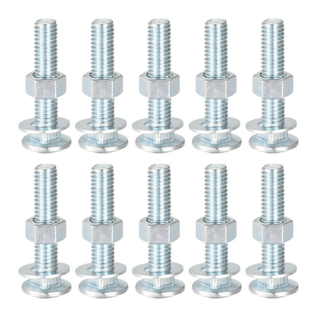 Unique Bargains 3/8-16 x 2' Carbon Steel Square Neck Carriage Bolts with Nuts & Washers 10 Set