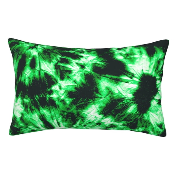 Fotbe Green Tie Dye Funda de Almohada Decorativa Estilo Occidental, Lujo en Algodón, Fundas para Almohadas King, Cojín Estampado para Decoración del Hogar-14"x20"