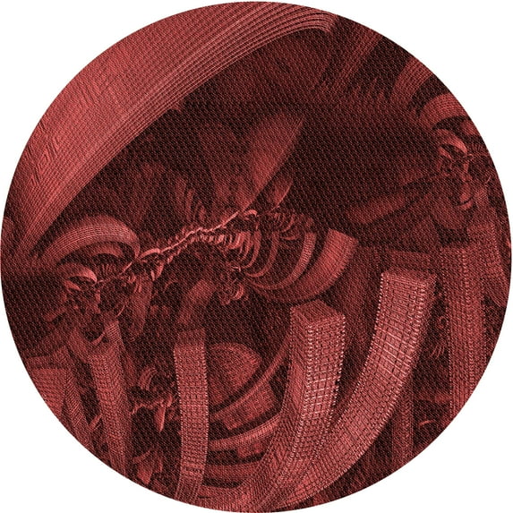Ahgly Company Machine Washable Indoor Round Transitional Red Area Rugs, 7' Round