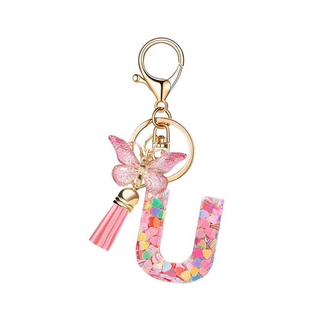 RXIRUCGD Fashion 26-letter Key Chain Pendant Butterflys Tassel Key Chain Elegant Fashion Multi-functional Use