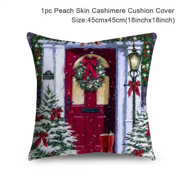 Funda de cojín de Feliz Navidad para decoración del hogar, adornos navideños de Papá Noel y alce, Año Nuevo 2022, 2023