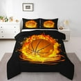 thumbnail image 2 of Erosebridal Teens Basketball Bedding Sets King with Comforter, Cartoon Fire Duvet Insert, Sports Theme Decor, Reversible 3pcs, 2 of 8