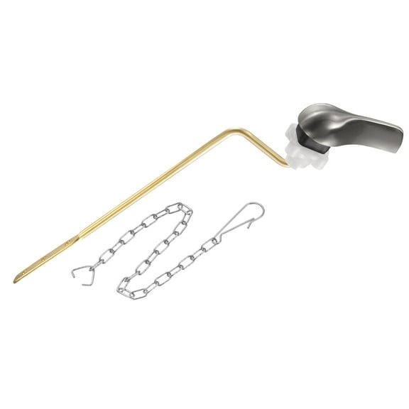 Uxcell 1 Pcs 1.2" Toilet Flush Handle with Stainless Steel Chain Brushed Nickel