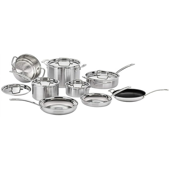 Cuisinart Juego de utensilios de cocina MultiClad Pro de triple capa, 13 piezas, plateado, MCP-13N