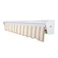 thumbnail image 3 of Awntech 24 Ft Destin Left Motorized Heavy Duty Patio Retractable Awning with Protective Hood (288in x 10.38in x 120in), Linen/White Stripe, 3 of 8