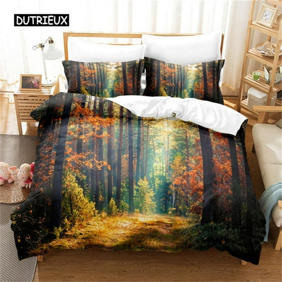 Natural Scenery Duvet Cover Forest Bedding Set Quilt Cover Set Beauty Comforter Set Girl for Women