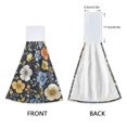 thumbnail image 3 of Yayeee Kitchen Hanging Hand Towels Set of 2 with Loop Bathroom Absorbent Tie Towel, Navy Floral Pattern, 3 of 7
