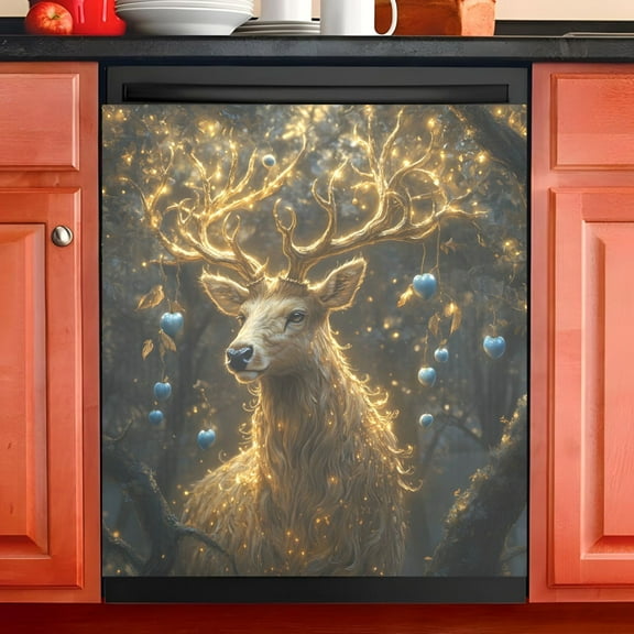 Ryvnso Magic Deer Dishwasher Magnetic Refrigerator Magnet Cover Kitchen Home Decorative 23"x26"