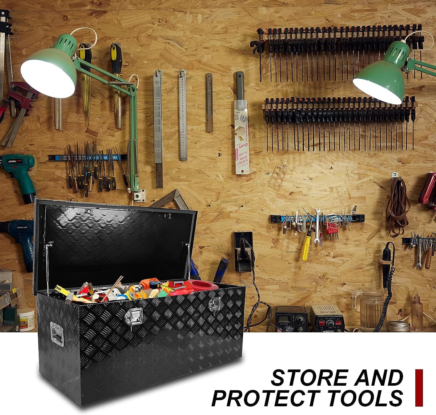 Confote 49 Inch Aluminum Trailer Tongue Box Truck Tool Box with Lock & Keys, Black