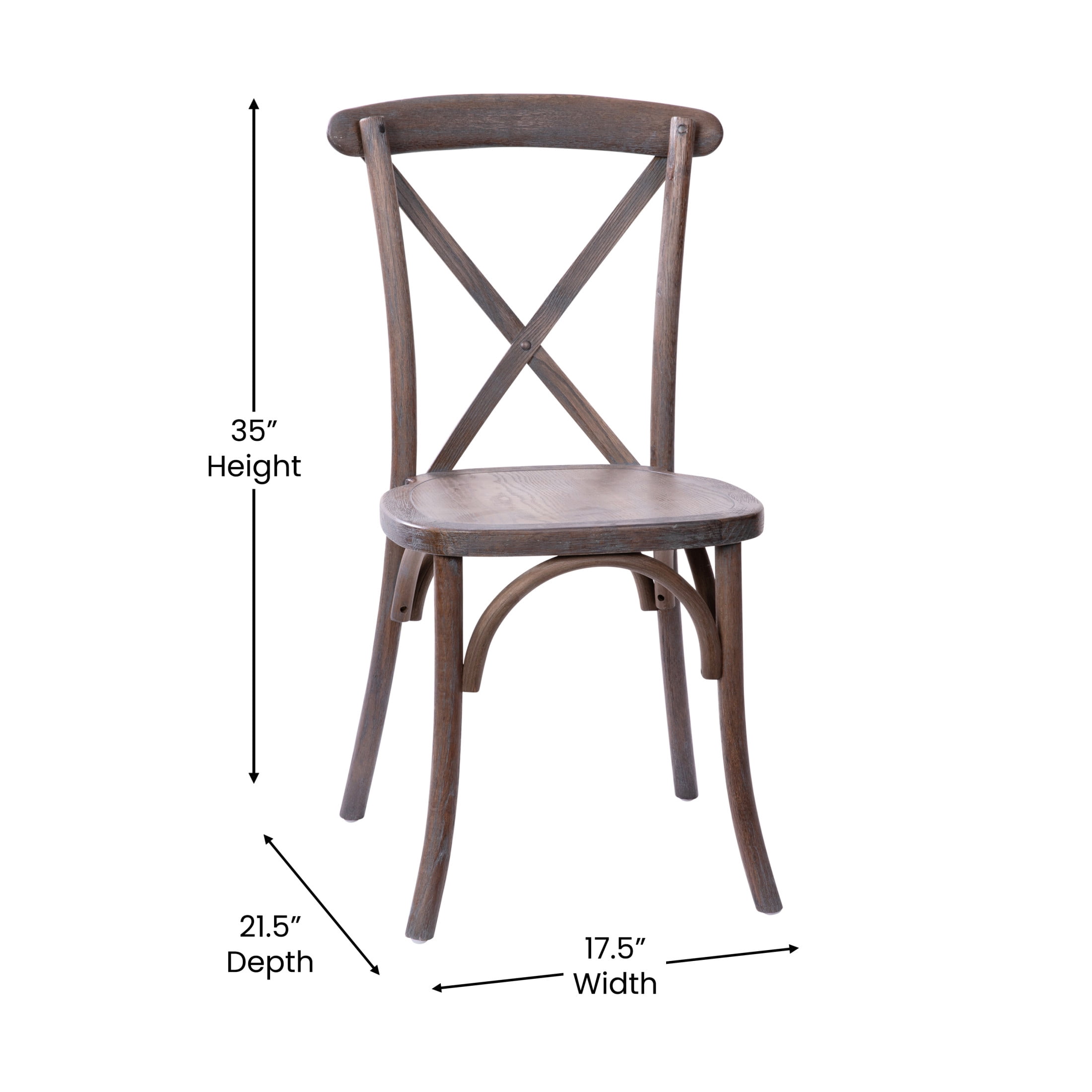 Merrick Lane X-Back Bistro Style Wooden High Back Dining Chair in Dark Driftwood