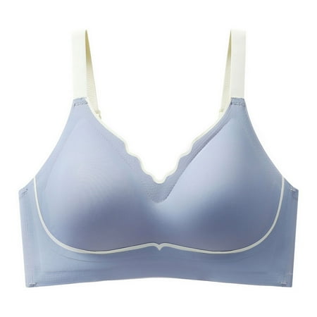 Gvdentm Womens Seamless Bra No Underwire Push Up Bras Comfort Soft Wireless Bralette Sport Everyday Bra(Blue M)