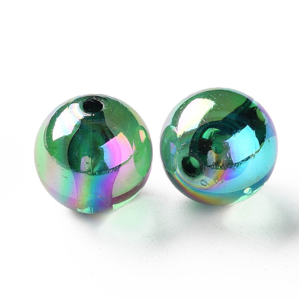 Transparent Acrylic Beads AB Color Plated Round Green 20x19mm Hole: 3mm 111pcs/500g diy
