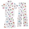 thumbnail image 2 of CAIXIA Girls Pajama Sets Size 10-12 3 Pieces Cartoon Pattern Silk Pajamas Plus Size Short Sleeve with Shorts & Long Pants Satin Sleepwear Loungewear Sets Nighty for Teens,70-White, 2 of 7