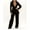 Black, variant on Velvet Blazer Suit for Women Work Elegant Business Blazer + Wide Leg Pants Set Ladies Formal Loose 2 Piece Outfit Casual Work Wear Vintage Classic Solid Suit Jacket Wedding Trousers Suits