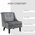 thumbnail image 4 of HOMCOM Modern Tufted Mid Back Single Sofa with Wings and Rubber Wood Legs, Grey, 4 of 9