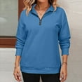 thumbnail image 6 of Mohiass Women Half Zip Oversized Sweatshirts Long Sleeve Solid Color Drop Shoulder Fleece Workout Pullover Royal Blue L, 6 of 6
