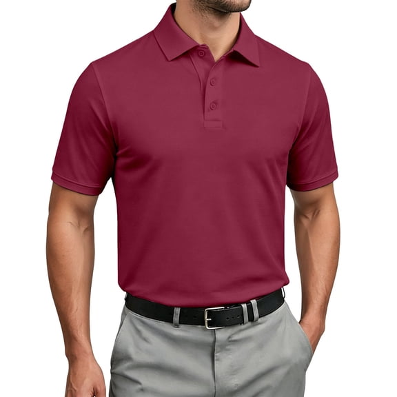 Zylarhe Men's Polo Shirts, Solid Casual Breathable Starry Pattern ShirtComfort And Style Non Shrinking T Shirts for Men Red XXXXXL