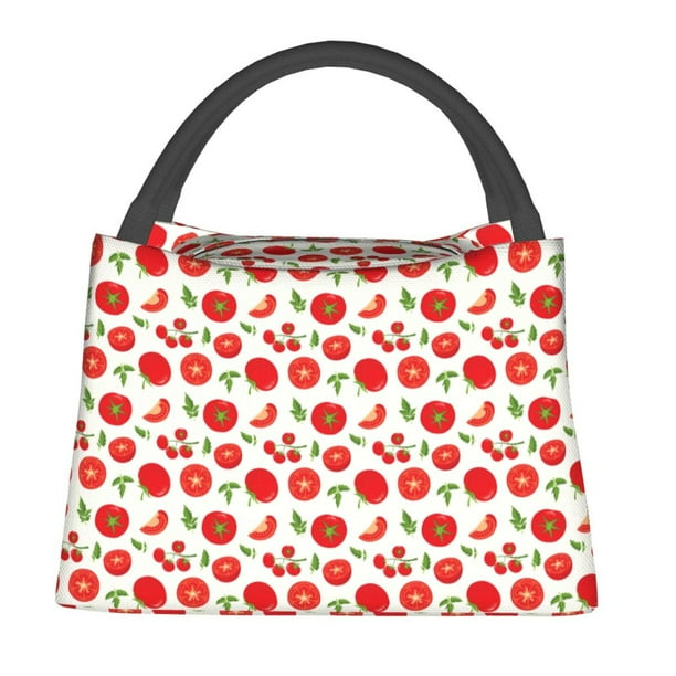 Easygdp Fresh Red Tomato Bolsa de Almuerzo Insulada Reutilizable, Bolsa de Mano y Bandolera para Oficina, Trabajo, Viajes