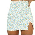 thumbnail image 1 of Gibobby faldas para mujer invierno Cintura Mujer Cordón Estampado Lrregular Moda Mini Falda Sexy Daisy Falda Alta(Verde, M), 1 of 5