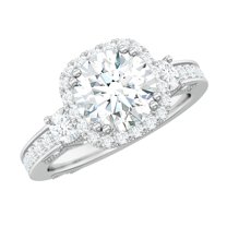 Rosec Jewels Cubic Zirconia Engagement Ring (3.50 CT) - Vintage Inspired Gold Ring, 925 Sterling Silver, US 4.00