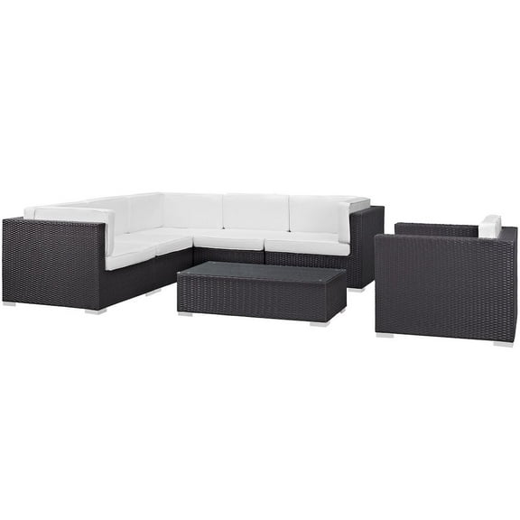 Modway Corona 7 Piece Outdoor Patio Sectional Set in Espresso White