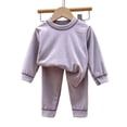 thumbnail image 2 of Bovxnpu Girls Thermal Underwear Set Sleepwear Long Sleeve Crew Neck Thermal Top and Pants Loungewear Outfits Set, 2 of 5