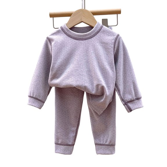 asjyhkr Boys Girls Loungewear Outfits 2 Piece Long Sleeve Basic T-Shirt Classic Daily Wear Pants Fall Casual Sets(1-2 Years,Purple)