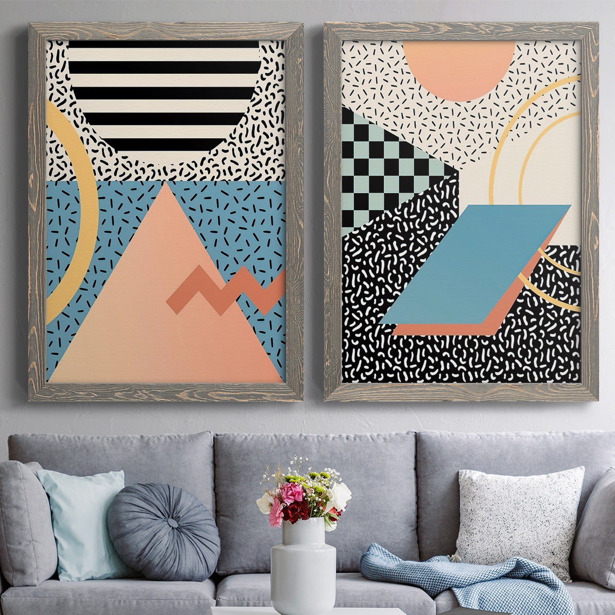Modern Memphis I - Premium Framed Canvas 2 Piece Set - Ready to Hang