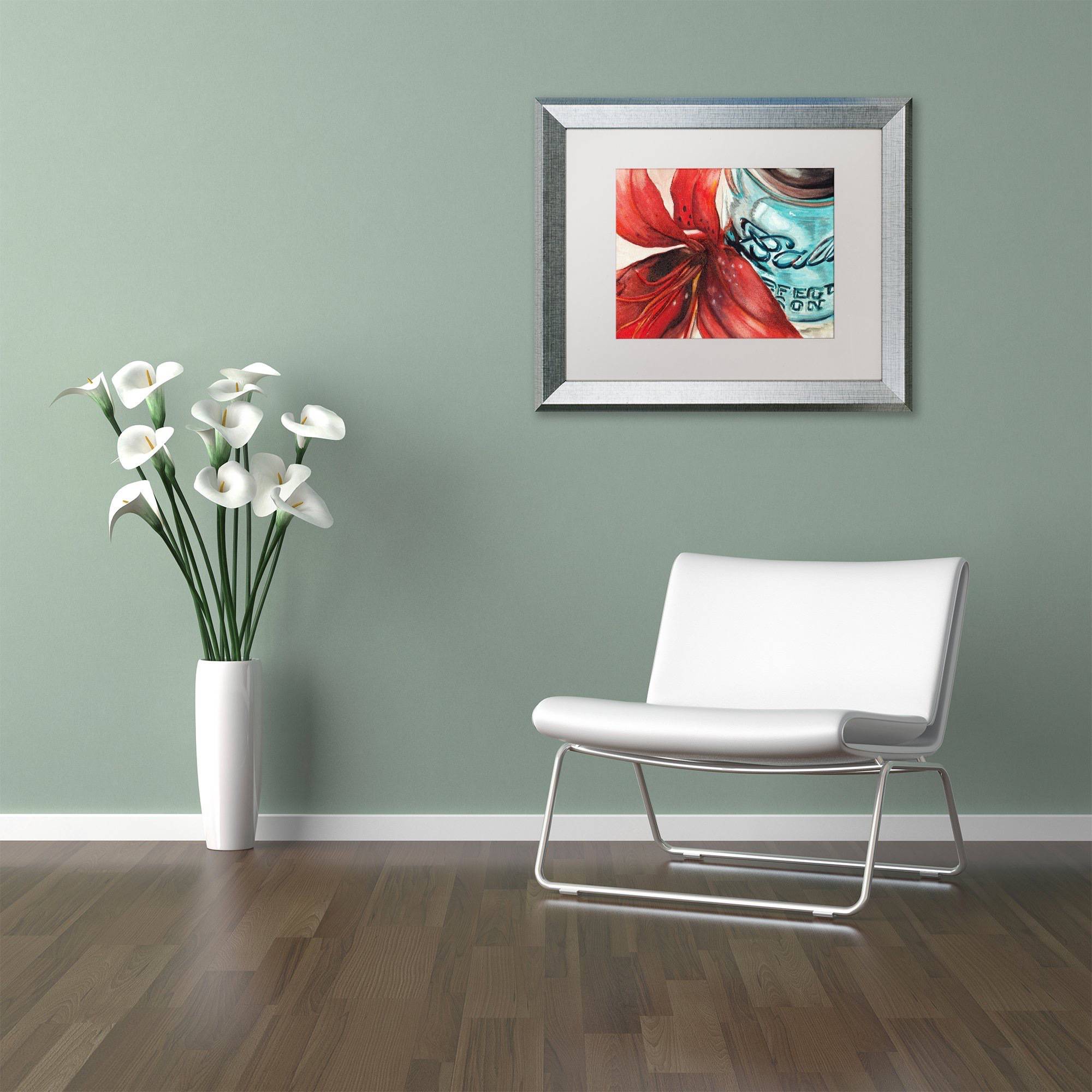 Trademark Fine Art "Chili Peppers" Canvas Art by Jennifer Redstreake White Matte, Silver Frame