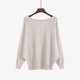 thumbnail image 2 of Suéter de punto de gran tamaño con cuello barco y mangas de murciélago para mujer para otoño y suéteres de mujer pequeños Suéter Fireside Sudadera con capucha de color sólido, 2 of 4