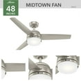 thumbnail image 3 of Hunter 48 inch Indoor Ceiling Fan with LED Light and Remote Control - Standard Mount Ceiling Fan, 3 Blades, For Bedroom, Living Room, or Kitchen, Quiet - Midtown 54212, Matte Nickel, 3 of 15