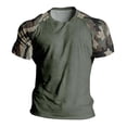 thumbnail image 5 of Mens T-shirts Short Sleeve Crewneck Camo Raglan Sleeves Tees Casual Summer Lightweight T Shirt for Men Army Green S, 5 of 5