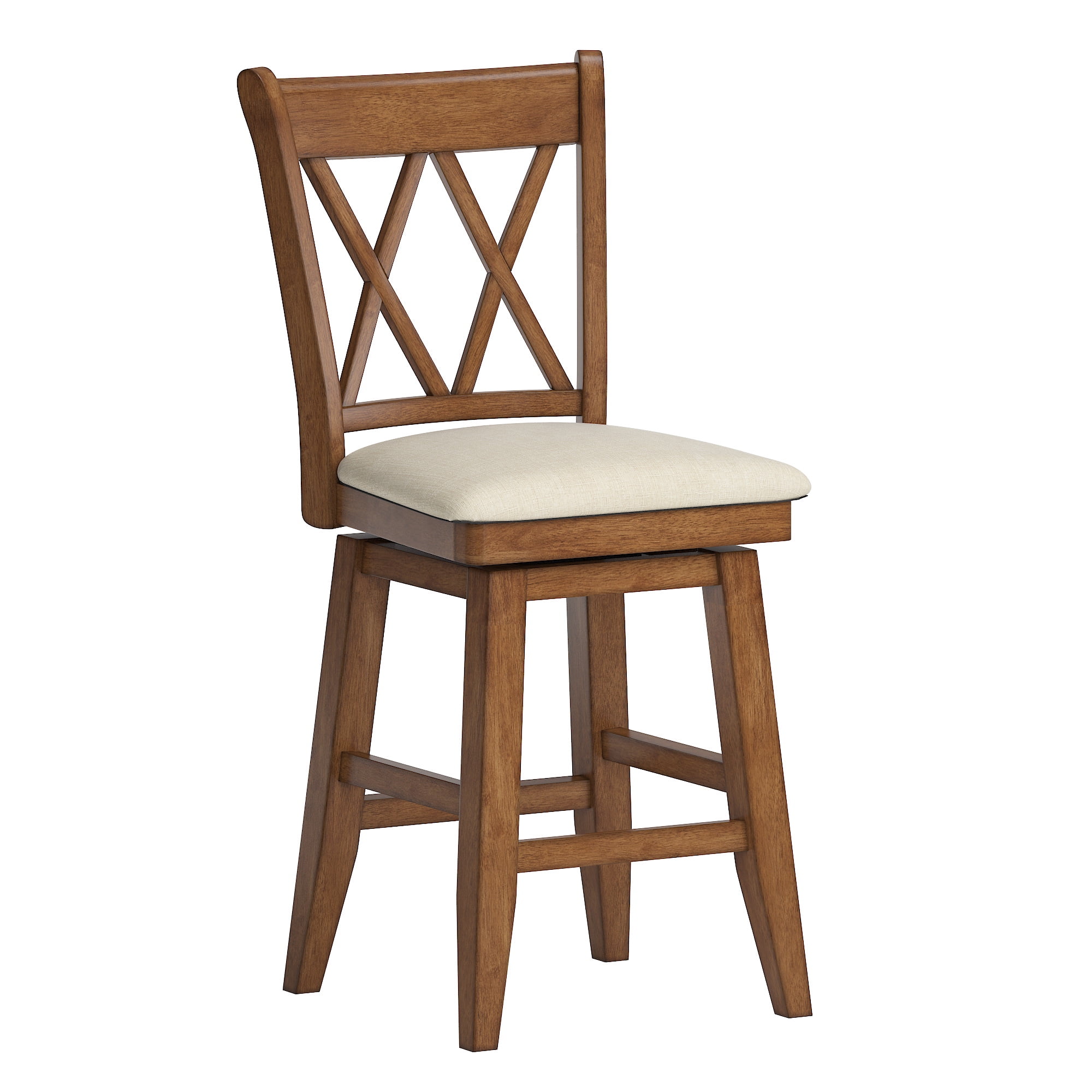 Weston Home Sheena Double X Back 24-inch Counter Height Wood Swivel Stool, Antique Oak