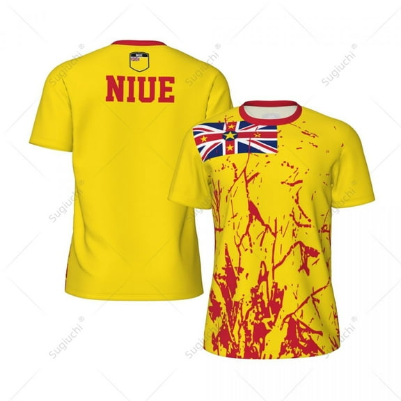 Exclusive design Niue Flag Grain 3D Printed Men For Running Bike Soccer Tennis Fitness Sports tshirt Mesh Fans Short T-shirt